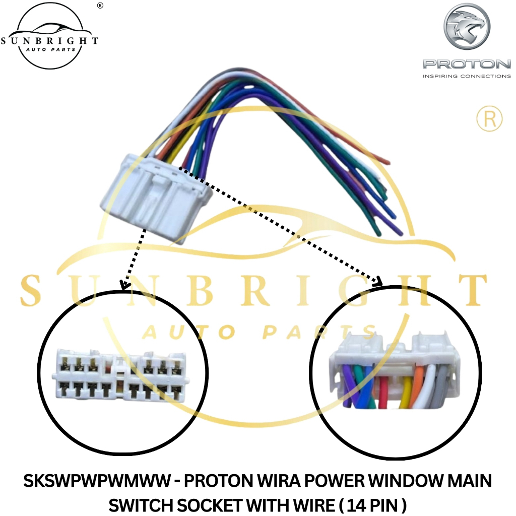 PROTON WIRA POWER WINDOW MAIN SWITCH SOCKET WITH WIRE ( 14 PIN ...