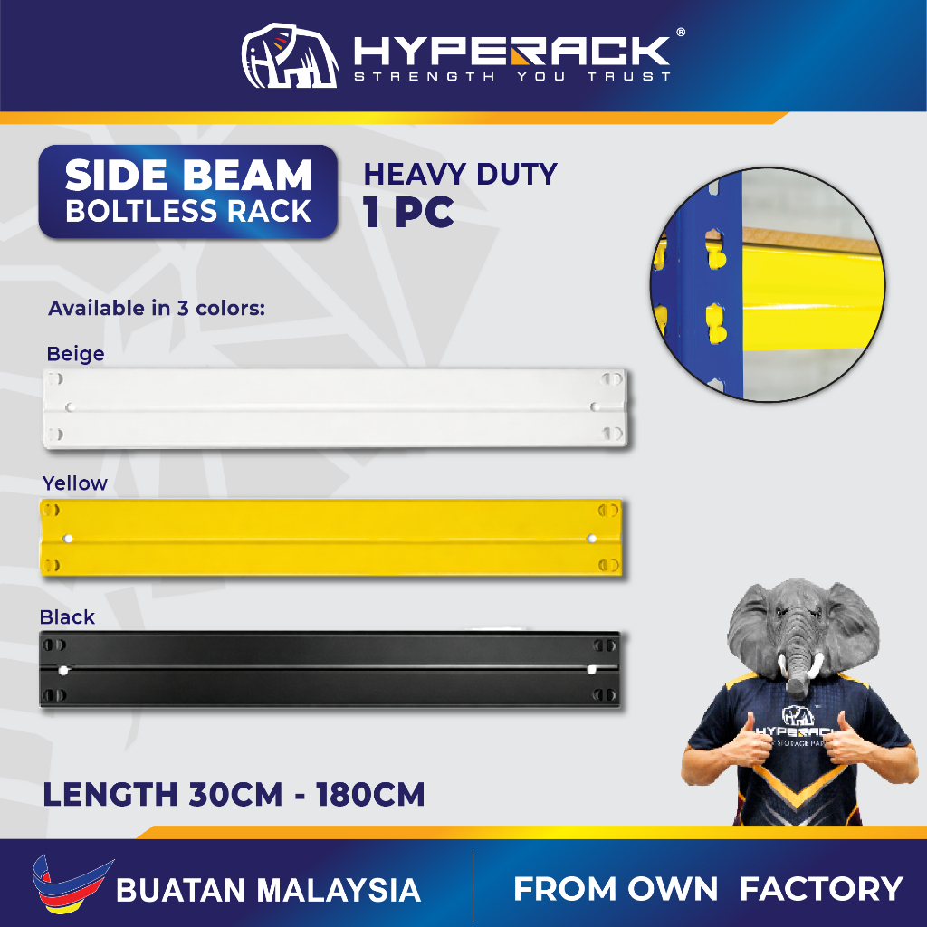 HYPERACK ™️ Extra Side Beam for Boltless Rack (Yellow/Beige White ...
