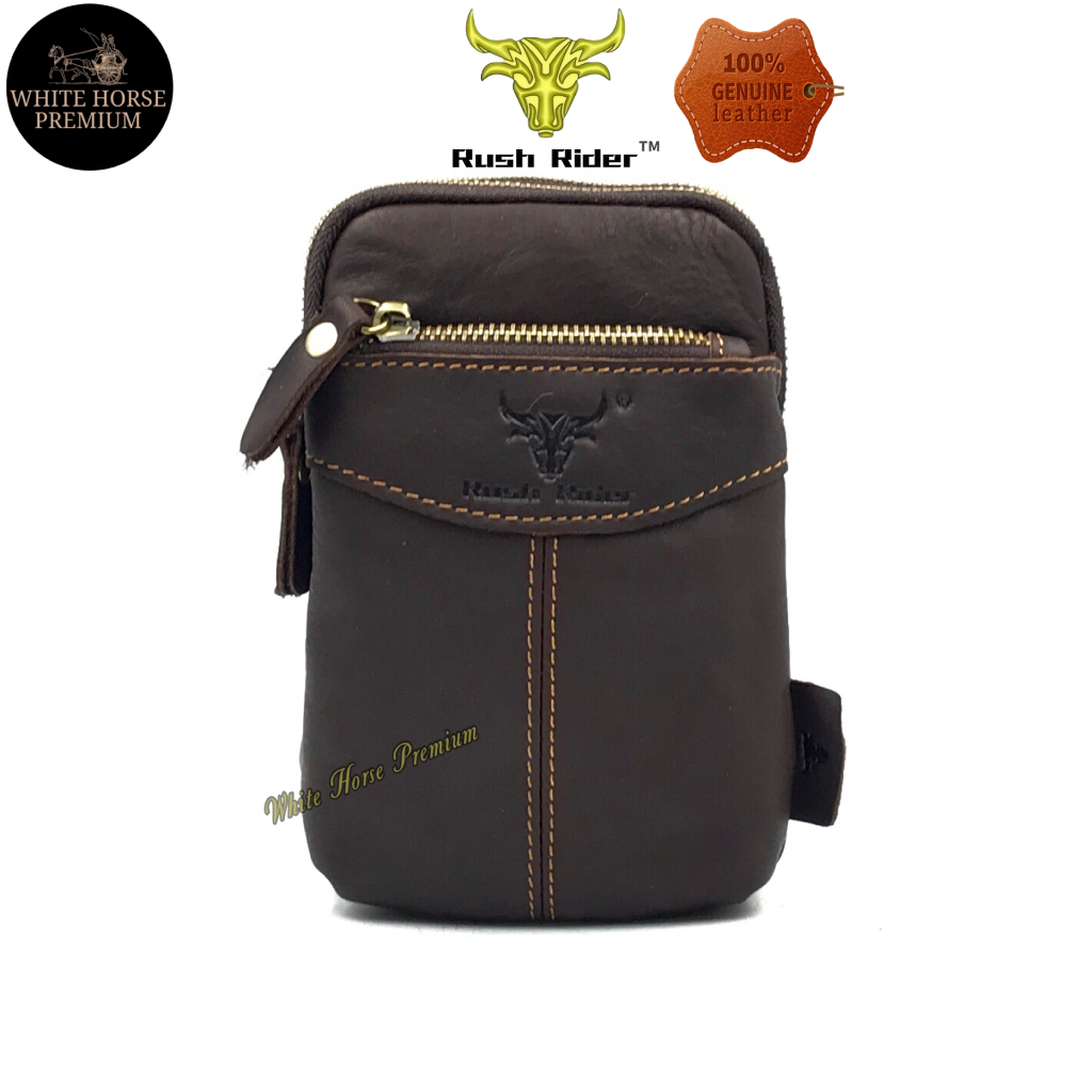 Rush Rider Leather Mobile Phone Bag Cowhide Leather Pouch Waist Bag ...