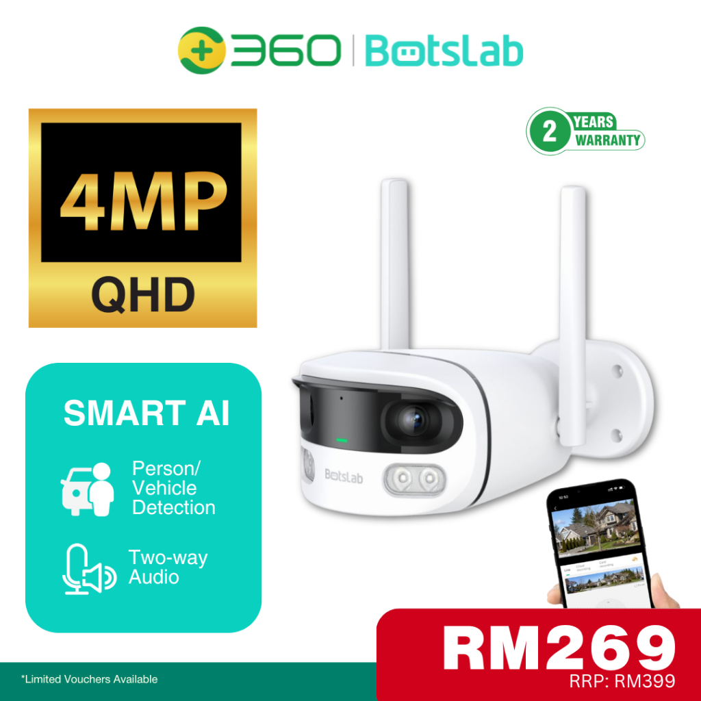 Botslab W302 Outdoor Dual Lens CCTV Camera Smart Tracking 4MP QHD IP66 ...