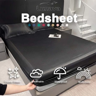 Bleyoum Ice Silk Bed Sheet,Summer Foldable Air Conditioning Mat Three Piece Set Breathable Ice Silk Bed Mat For Family,Satin Silk Fitted Sheet,198x203+ 25cm