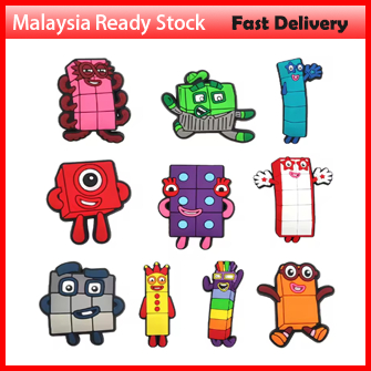 Numberblock 1set/10pc Colorful Brick-Shaped PVC Charms for Sandals, Ideal As a Birthday Gift