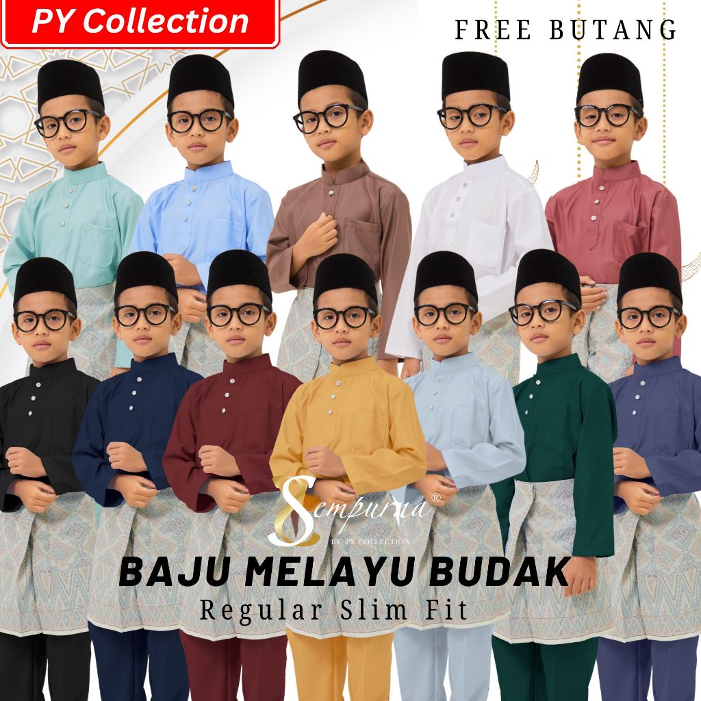 🔸PG1 JUALAN RAHMAH ~ BAJU MELAYU BUDAK Warna Navy Blue Maroon Mustard ...