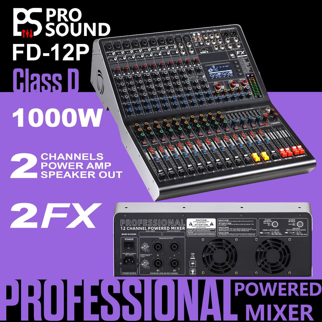 PS Pro Sound FD-12P 12ch Powered Mixer 2x1000W PROFESSIONAL POWERED ...