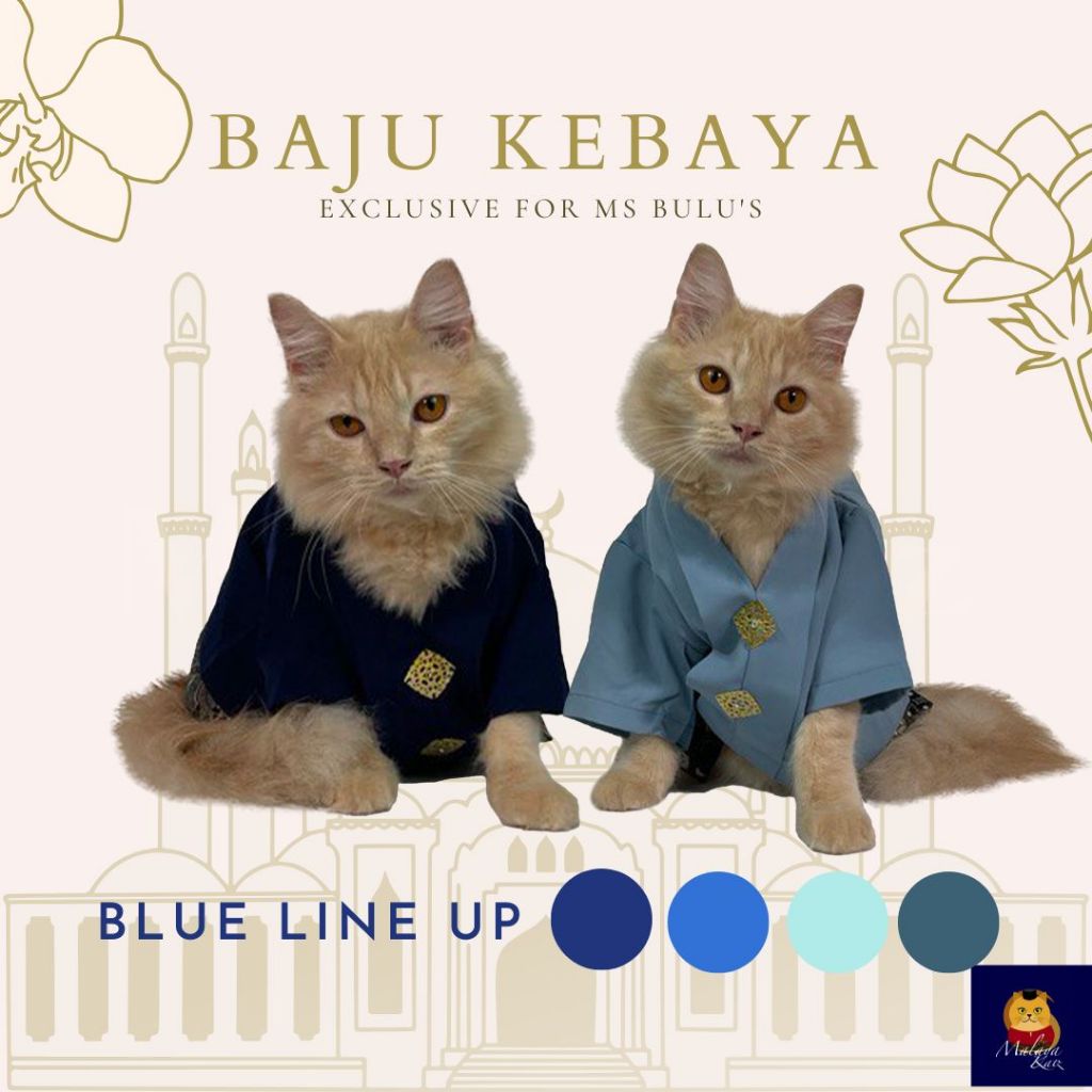[Ready Stock Raya 2026] Baju Raya Baju Kebaya Kucing + Kain Batik (Blue ...