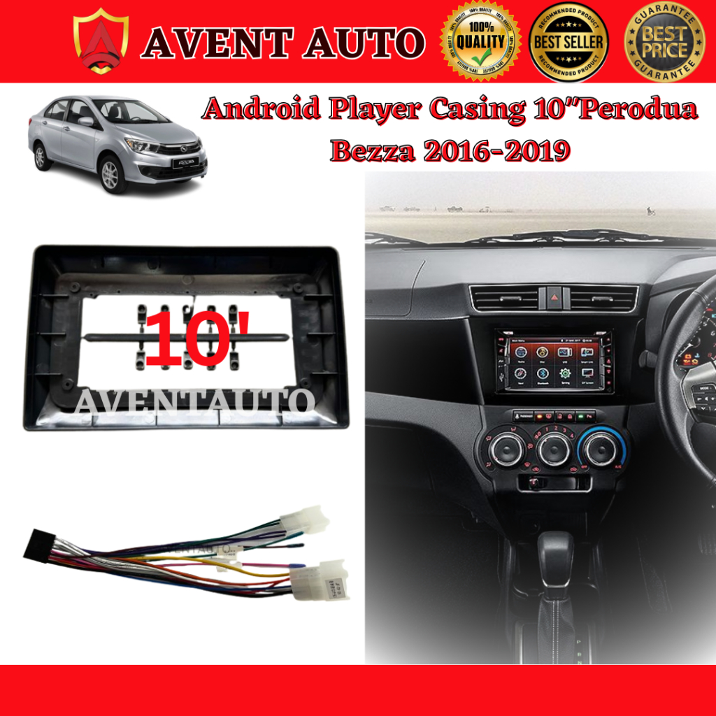 10INCH Android Player UV Black Casing For Perodua Bezza 2016 2017 2018 ...