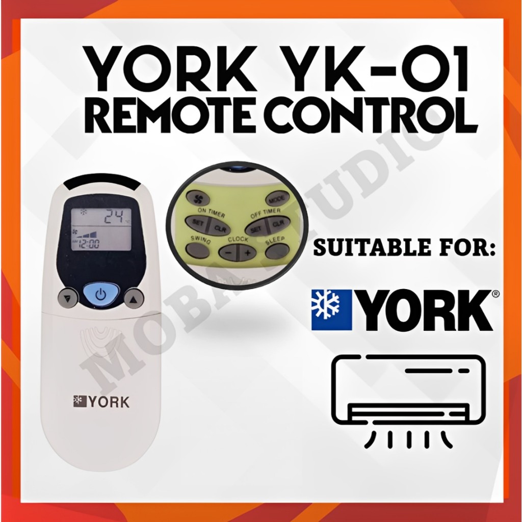 York YK-01 Aircond Remote Control 空调遥控器 penghawa dingin YORK Remote ...