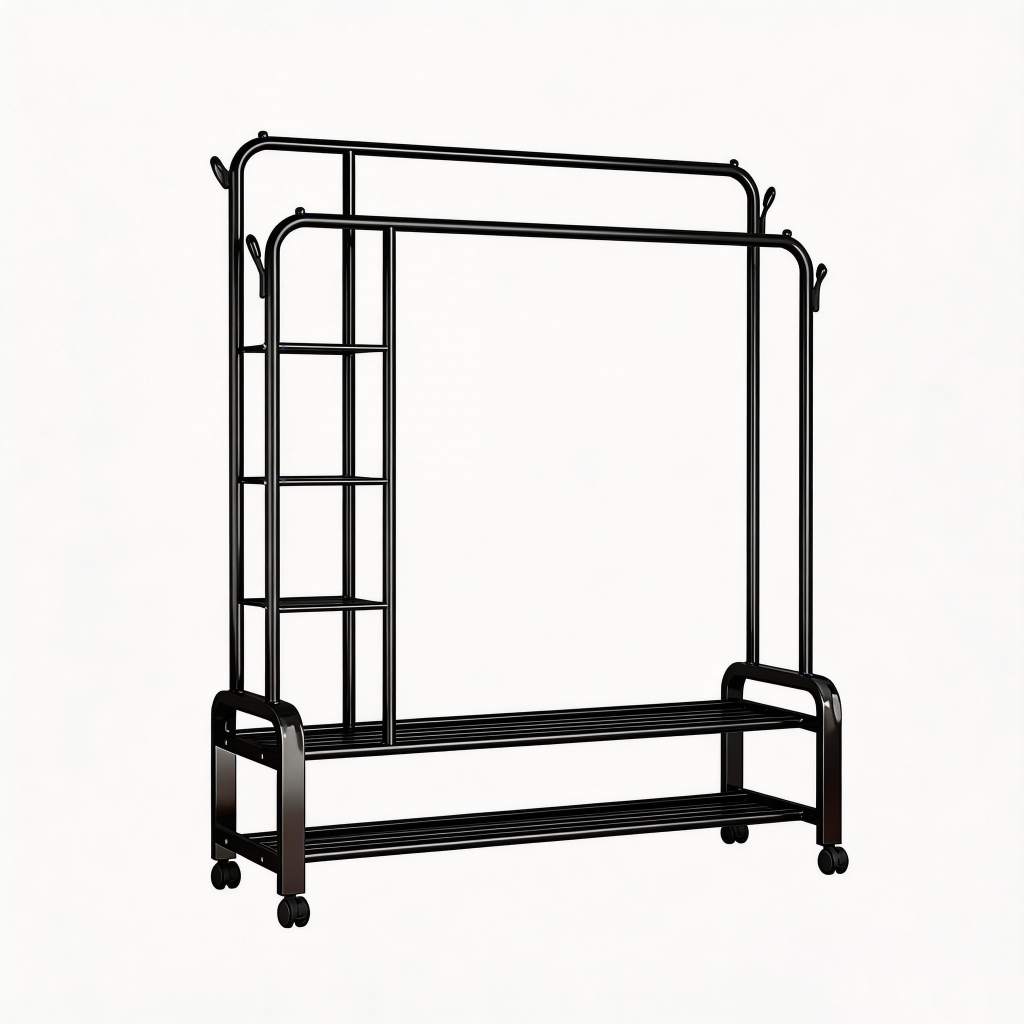 Furnish Fiesta Double Pole Strong Steel Laundry Rack Hanging Organizer ...