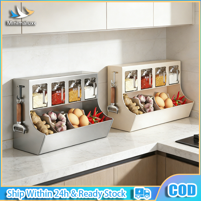 Kitchen Spice Rack No-Drill Wall-Mounted Multifunctional Spice ...