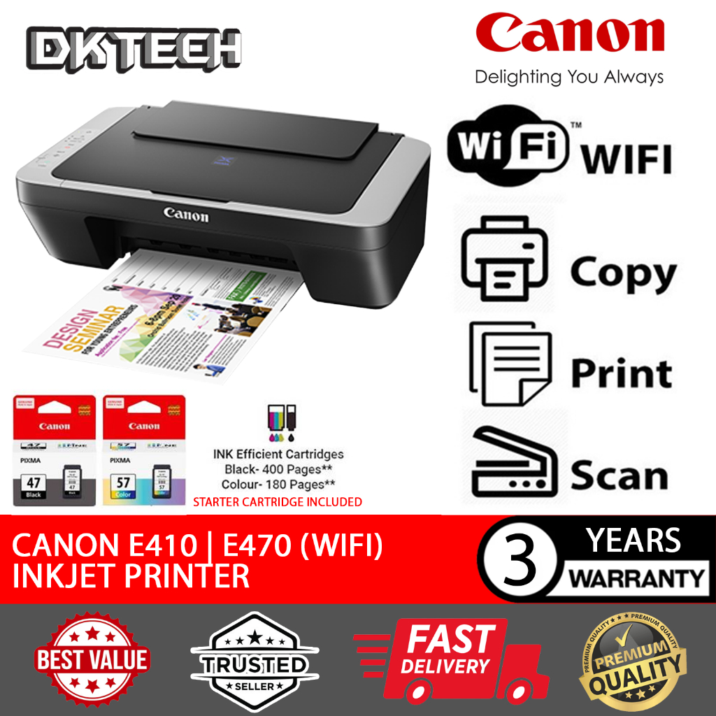 CANON PIXMA E470 / E410 All-In-One Printer with 1 Set Cartridge PG-47 ...