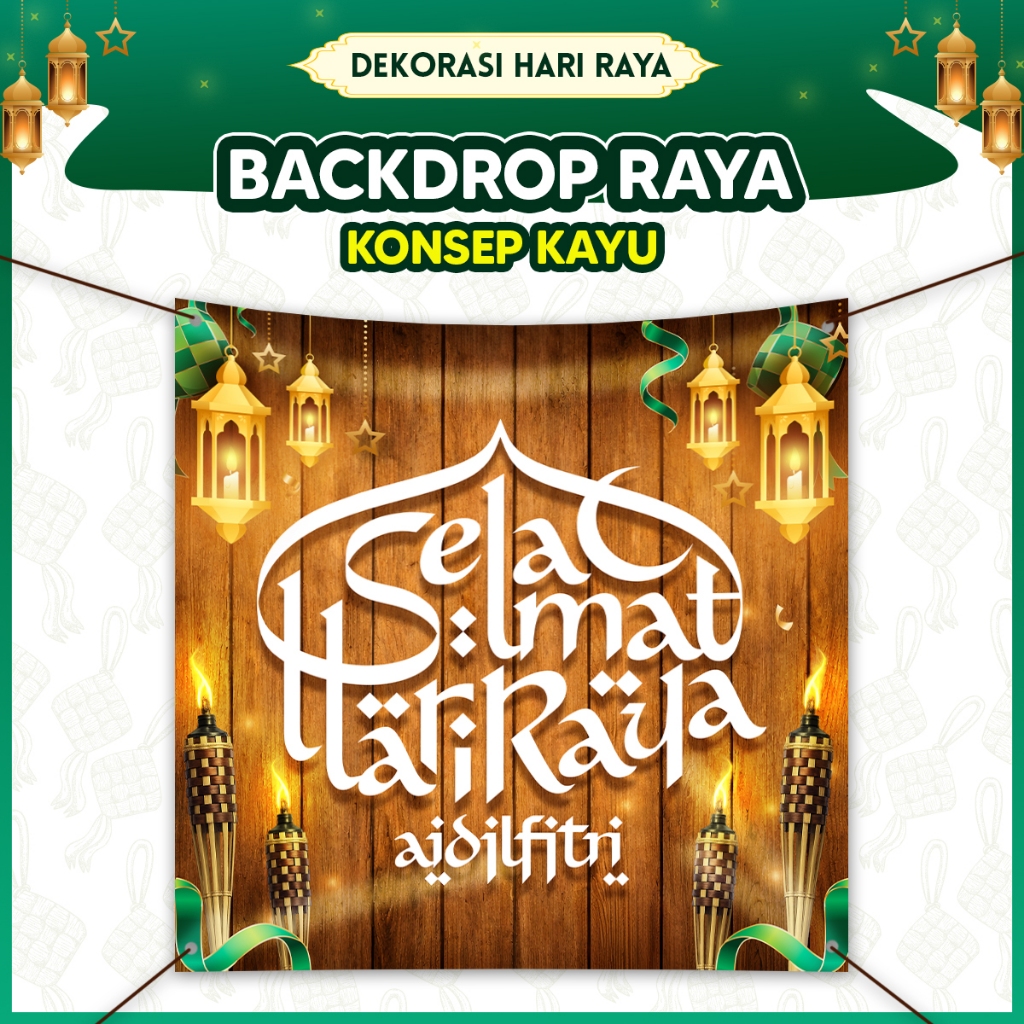 BACKDROP HARI RAYA - KONSEP KAYU KLASIK / Wood / Rumah Kampung Open ...