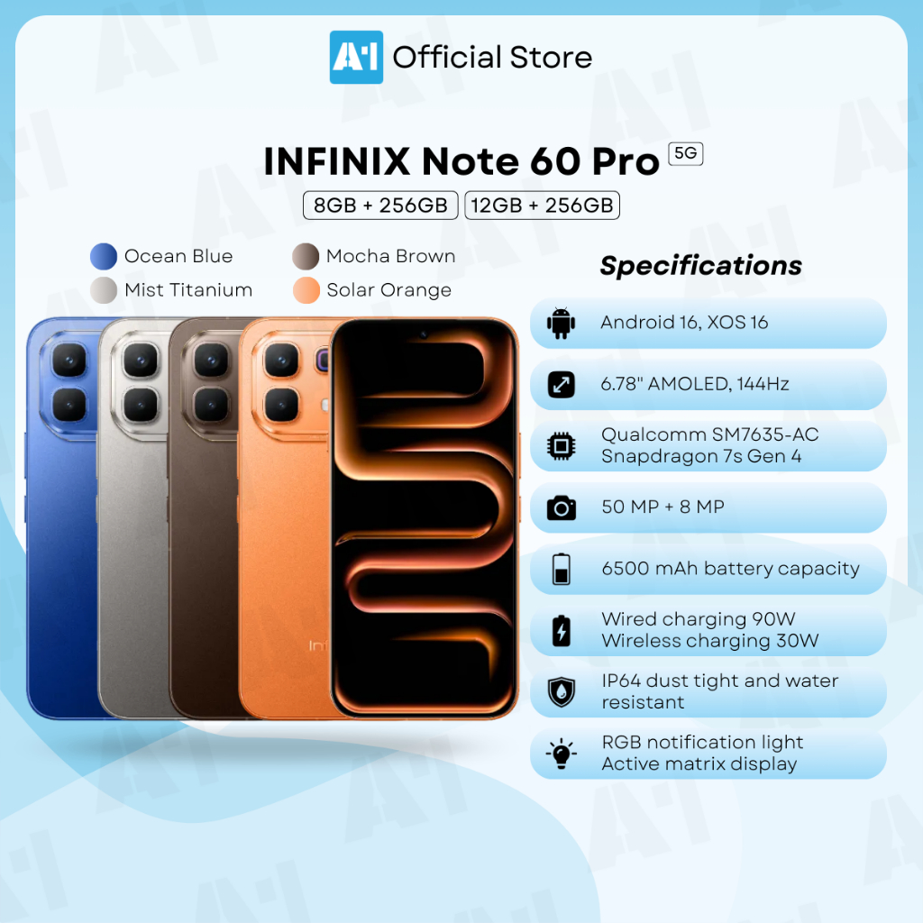 Infinix Note 60 Pro 5G/X6878 (8GB/12GB+256GB) Infinix Malaysia Set ...