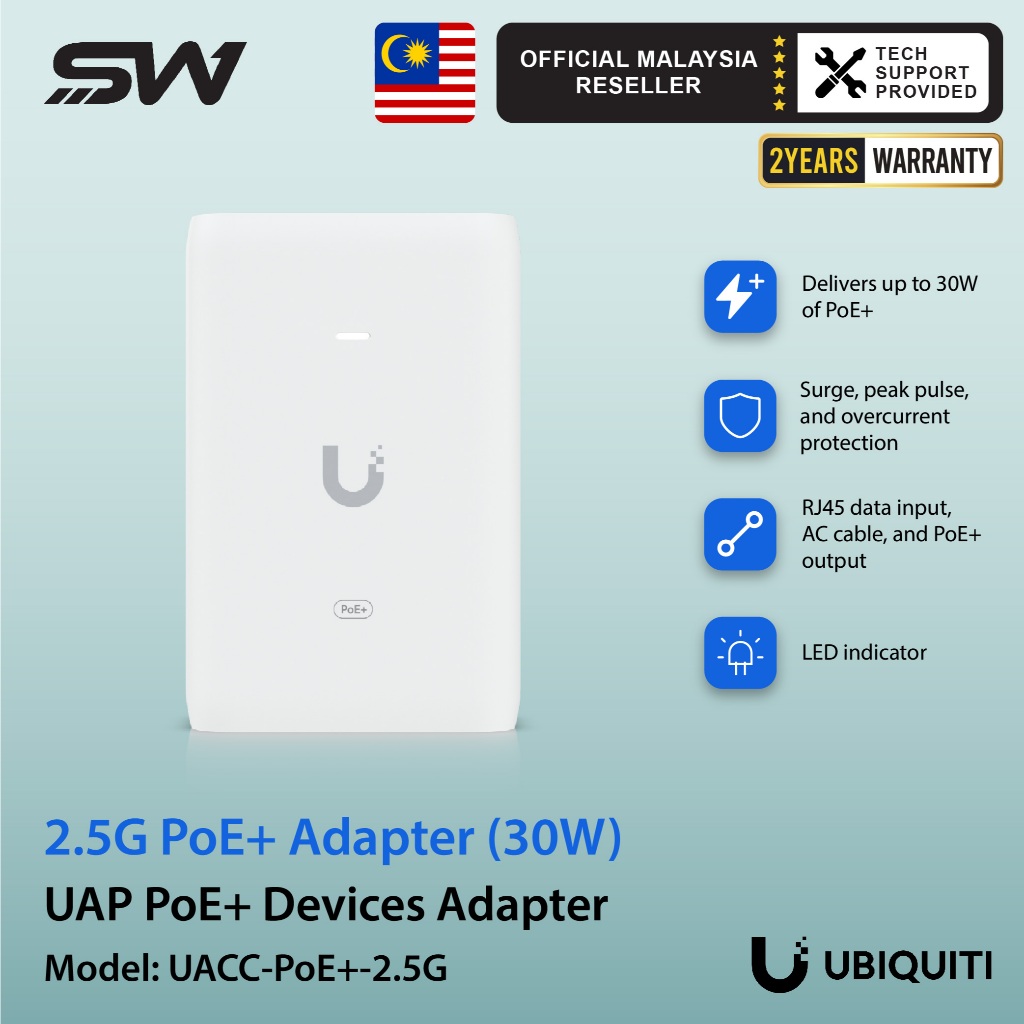 Ubiquiti PoE+ 2.5G UACC-PoE+-2.5G Adapter Multi-Gigabit Ethernet Power ...