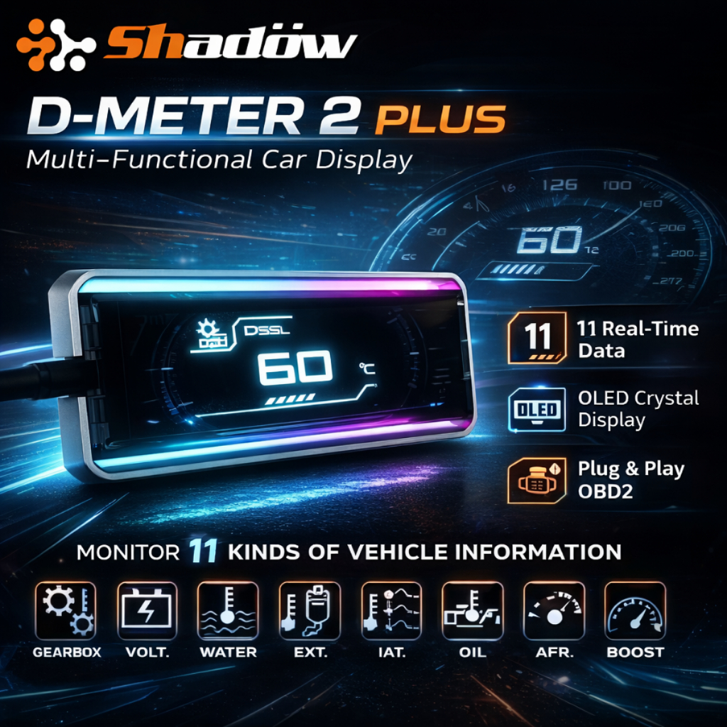 Meter Gauge Shadow D-METER 2 PLUS OBD2 Turbo Boost Water Temperature ...