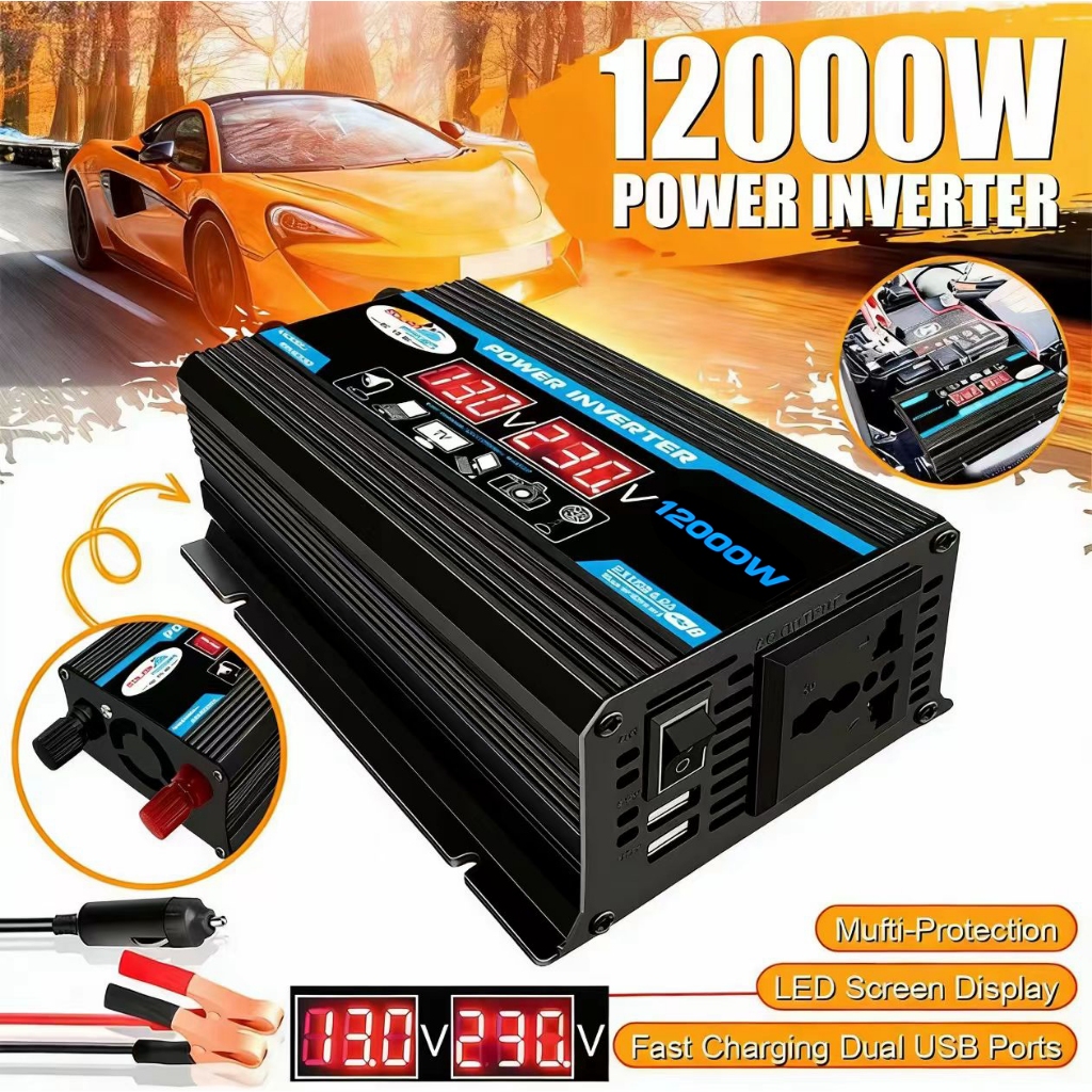 Car Inverter 12000w 12v/220v Car Power Charger Inverter with double LED ...