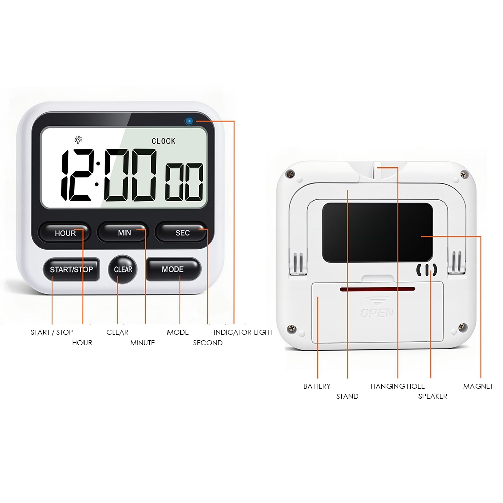 Magnetic Digital Kitchen Counter Timer with Alarm | Shopee Malaysia
