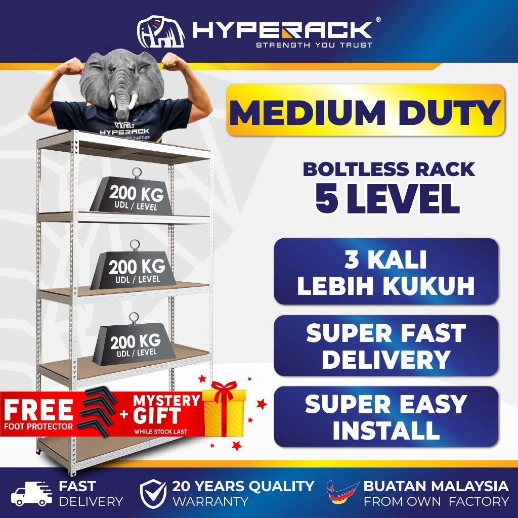 🐘[FREE SHIPPING] HYPERACK™️ Livin Rack White Boltless Rack 5 Levels ...