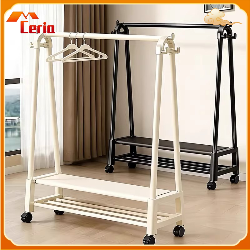 Clothes Rack Standing Bedroom Mobile Drying Rack Home Garment Organizer ...