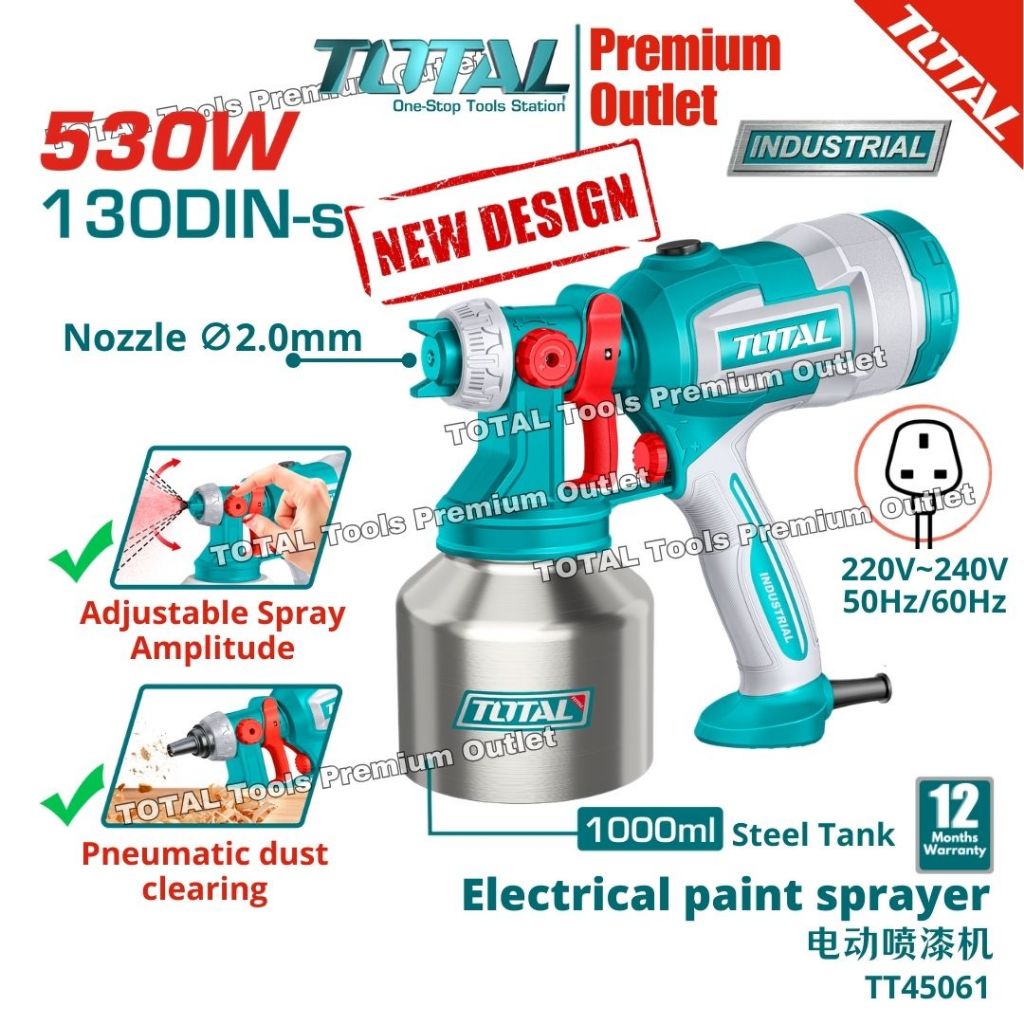 TOTAL Tools 530W new design 2in1 Electrical paint sprayer & Pneumatic ...