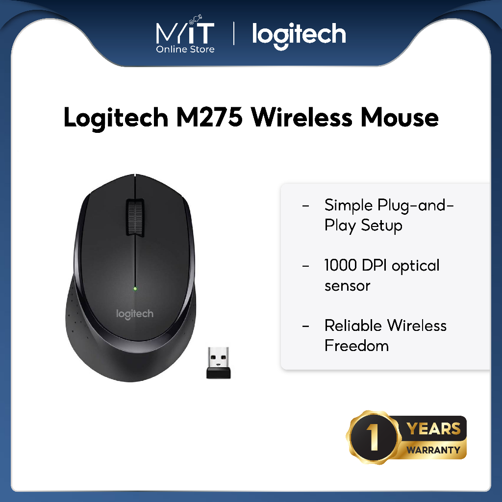 Logitech M275 Wireless Mouse, 2.4 GHz with Nano Receiver, Optical ...