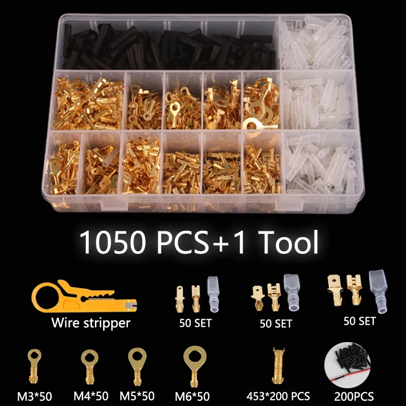 135/270/315/1050 PCS Terminals 2.8/4.8/6.3mm Crimp Terminals Insulated ...