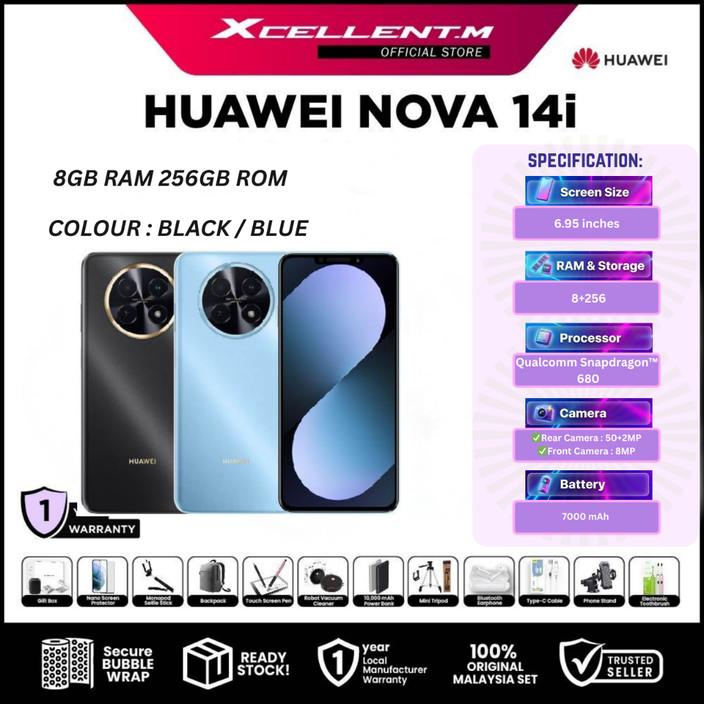 HUAWEI Nova 14i (4G) [8GB RAM 256GB ROM] - Original HUAWEI Malaysia