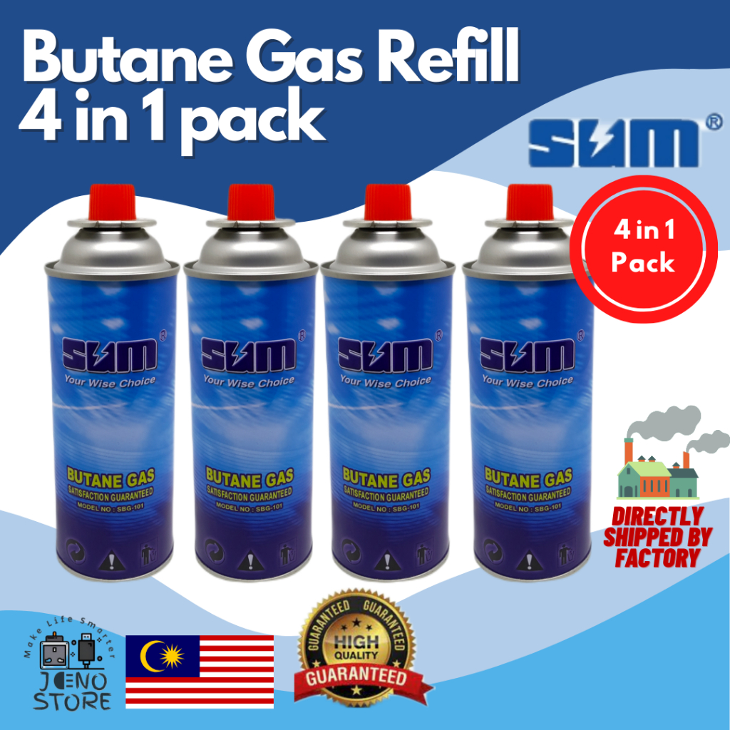 SUM BUTANE GAS REFILL GAS CARTRIDGE 4 CANS MADE IN KOREA LIQUEFIED ...