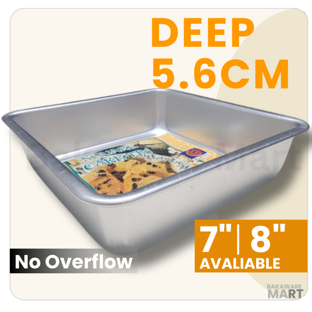 Square Cake Mould 7/8 Inch Deep 5.6cm Aluminium Baking Pan Non Stick ...