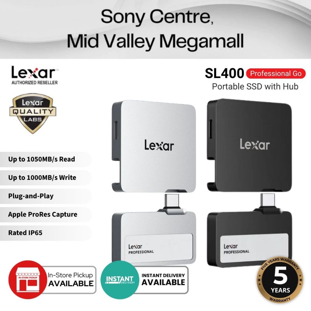Lexar SL400 1TB Professional Go USB 3.2 Gen 2 Portable SSD with Hub ...