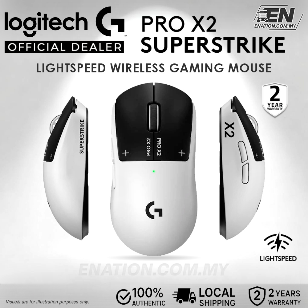 Logitech PRO X2 SUPERSTRIKE Lightspeed Wireless Gaming Mouse Lunar ...