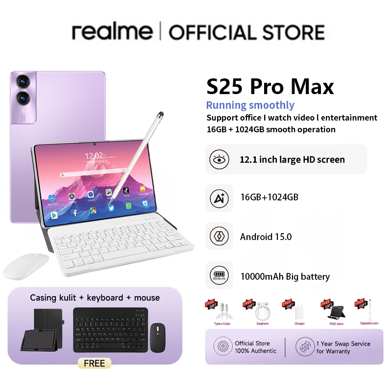 【Buy1 Get 9】Realme New Tab S25 Max 5G RAM 16GB + ROM 1024GB, 12.1-inch ...