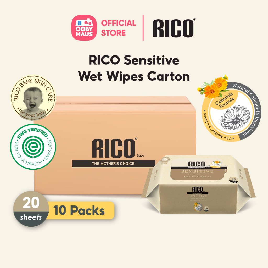[Carton] RICO Korea Sensitive Wet Wipes Wet Tissue Baby Wipes Tisu ...
