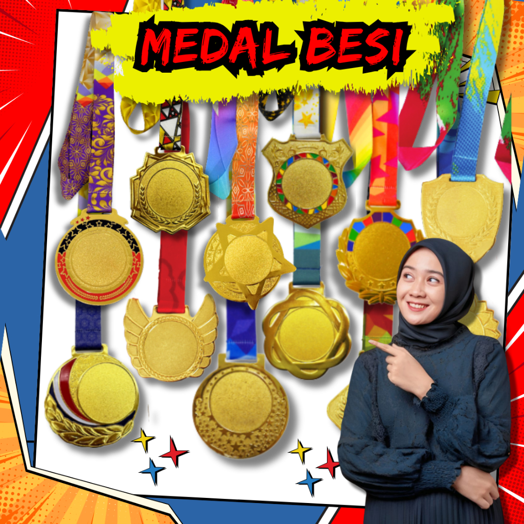 🏅Metal Medal | Medal Besi + Ribbon | Custom Sticker Design Percuma ...