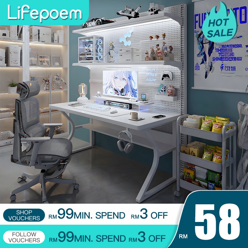 Gaming Table Meja Gaming 140CM Computer Table White Gaming Table C ...