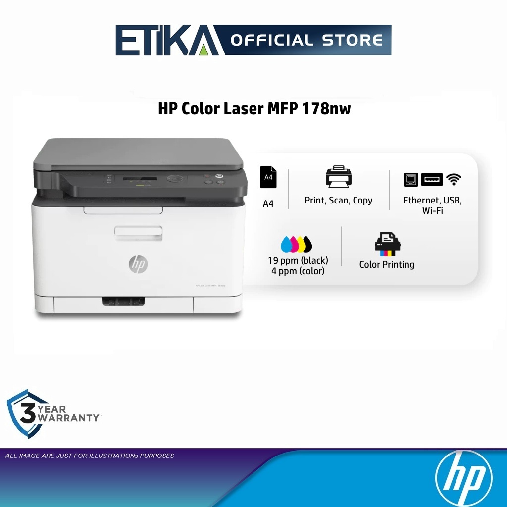 HP00 HP Color Laser MFP 178nw Printer | A4 Multifunction Wireless ...