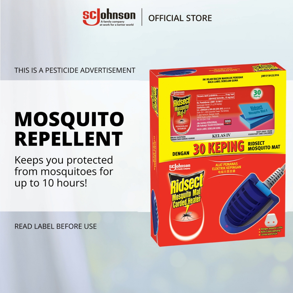 Ridsect Mosquito Repellent Corded Mat Heater (+ 30's Mat Refill ...