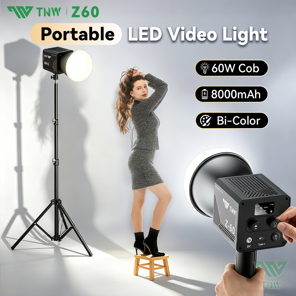 TNW Z60 60W COB LED Video Light 2500K-7500K Outdoor Studio Light with ...