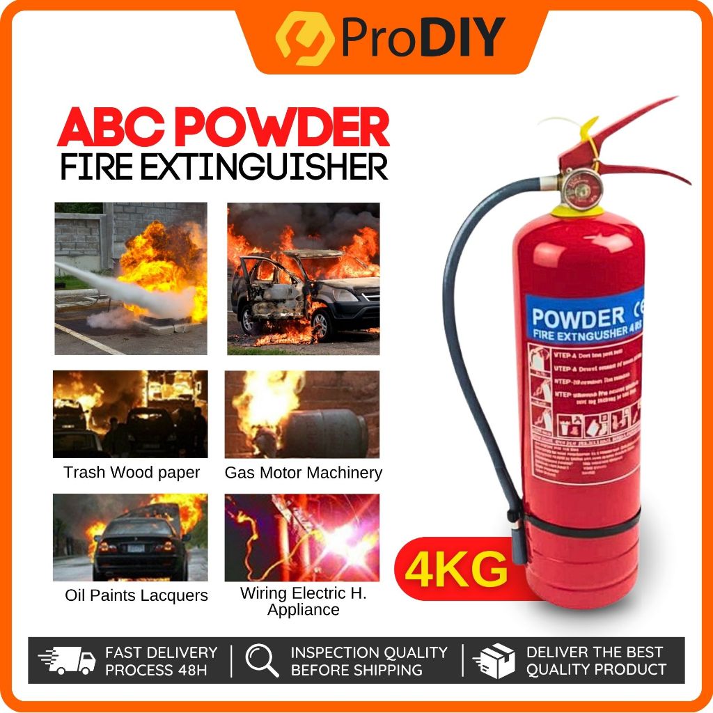 4KG ABC Powder Fire Extinguisher Fire Fighter Home Office Portable ...