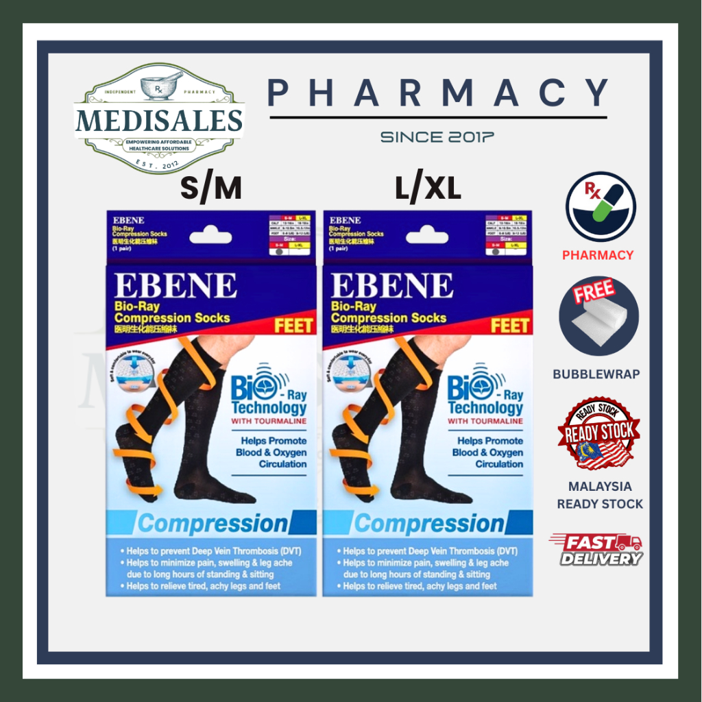 EBENE BIO-RAY COMPRESSION SOCKS (S | M | L | XL) | Shopee Malaysia