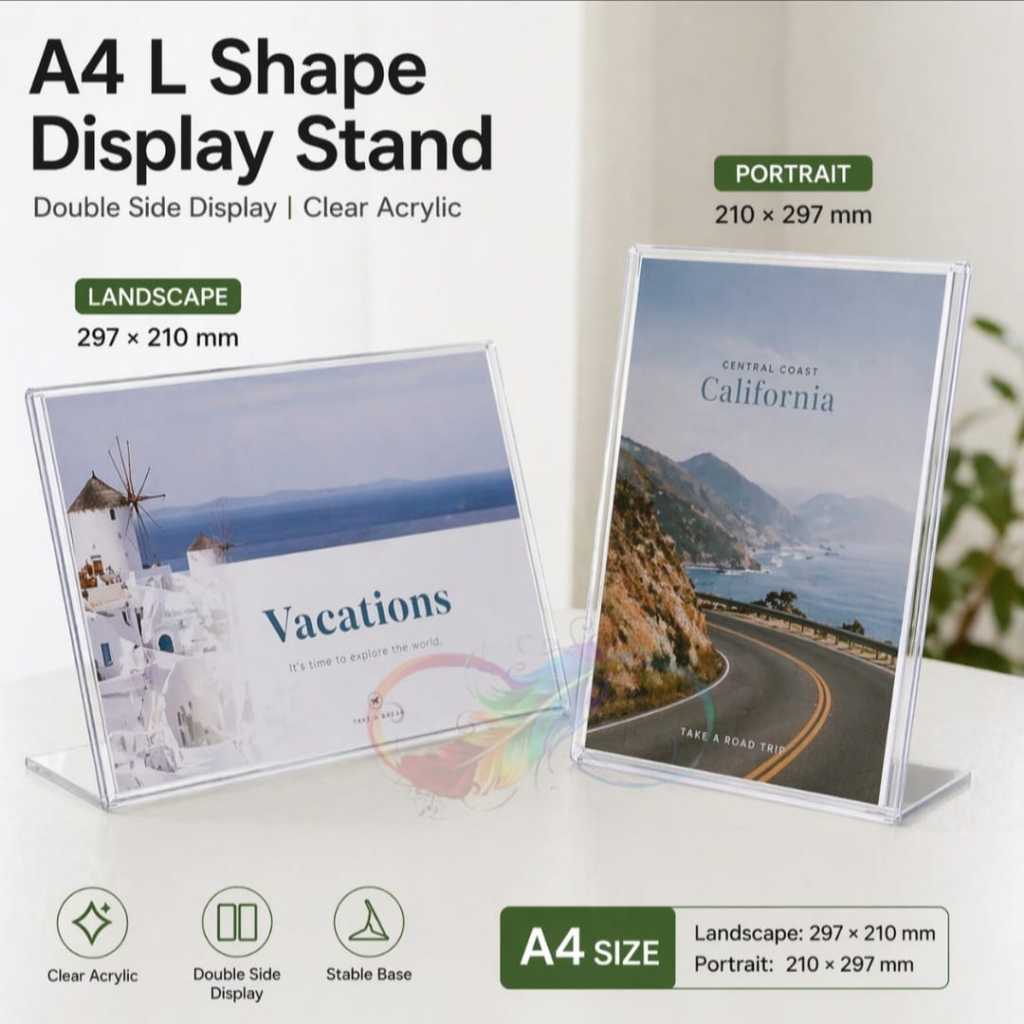 A4 / A5 Acrylic L Shape Display Stand (Portrait & Landscape) | Premium ...