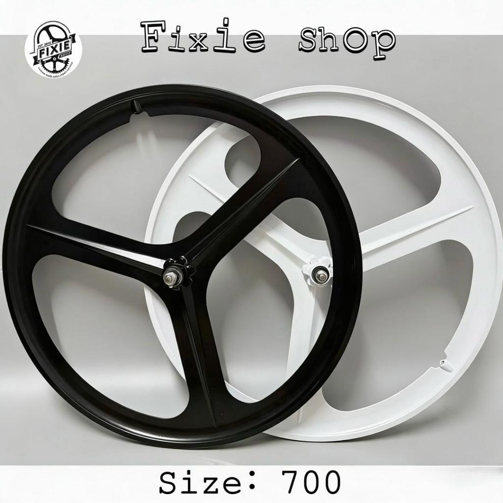 FIXIE 'Ready Stock' Rim Fixie 3 Spoke Fixie 3 Batang Black/White Depan ...