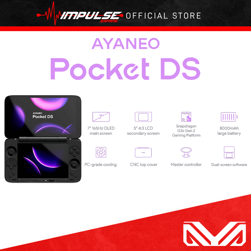 AYANEO Pocket DS Portable Game Console with Double Screen 8GB Ram