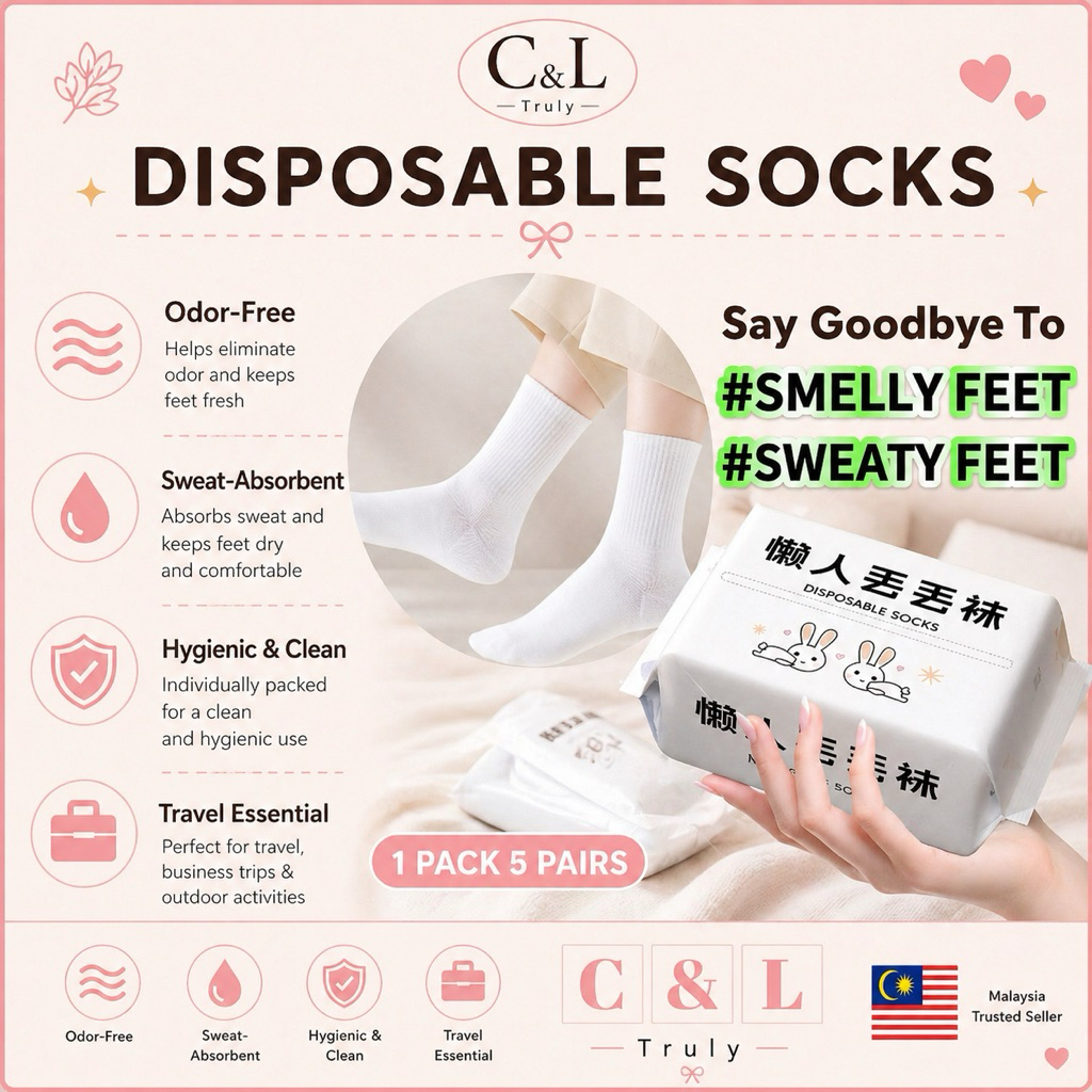 5 Pairs Disposable Socks Sweat Absorbent Odor Free Hygienic Breathable ...