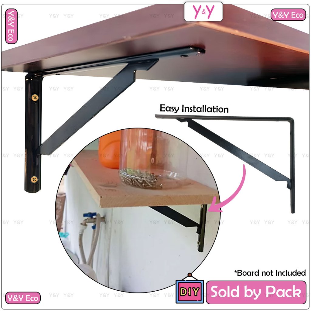 Y&Y Eco Wall Shelf Shelve L Bracket / Wall Mount Rack Support Iron ...