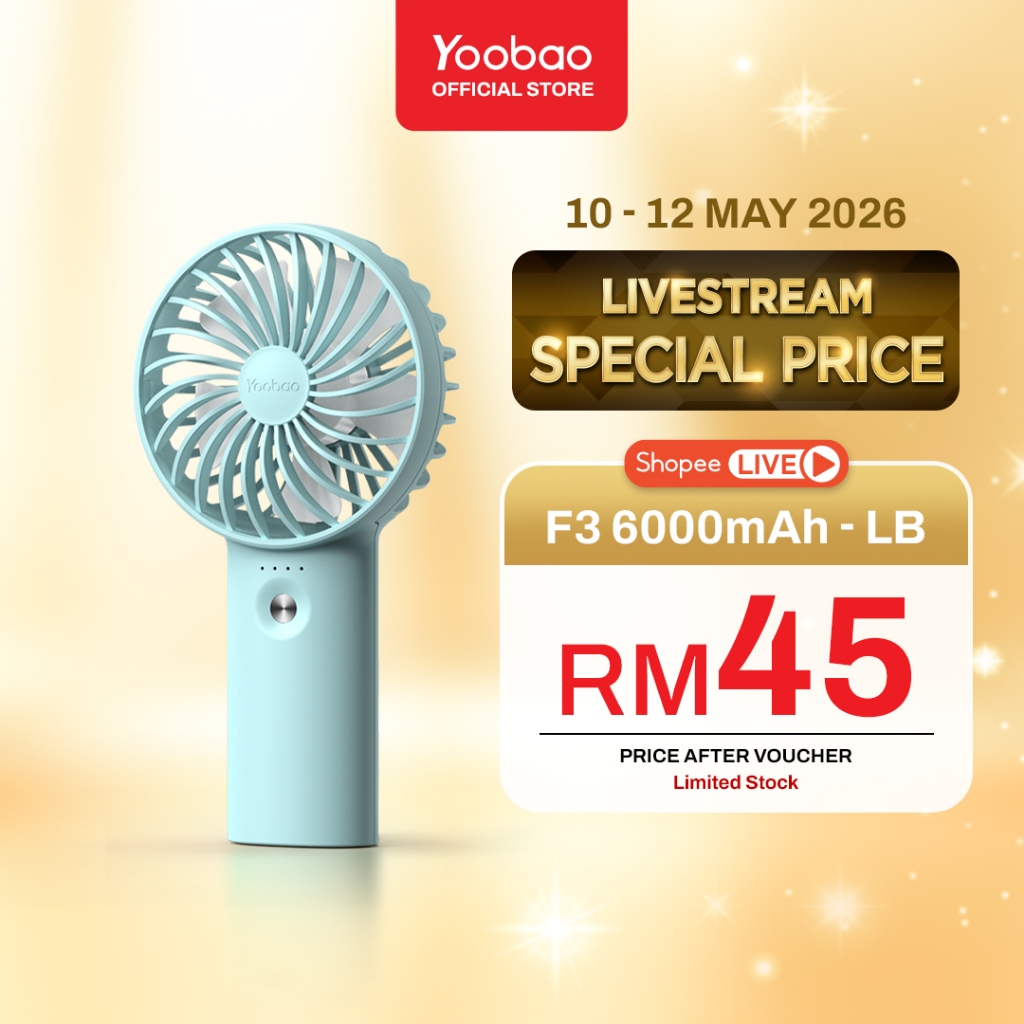 Yoobao F3 Portable Rechargeable Hand Held Mini Fan (3000mAh &6000mAh ...