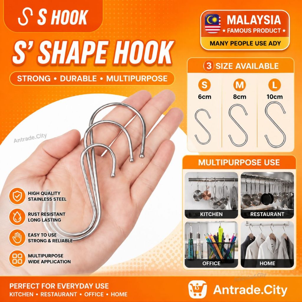 [S Shape] S Shape Hook / Pengantung S / Penyangkut S / S Shaped Hanger ...