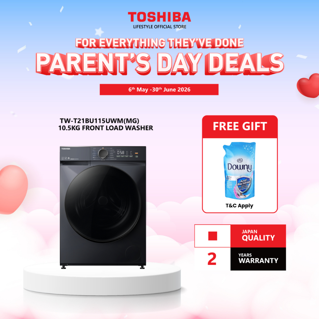 Toshiba TW-T21BU115UWM(MG) 10.5KG Front Load Washing Machine (Morandi Gray)/Mesin Basuh / 洗衣机