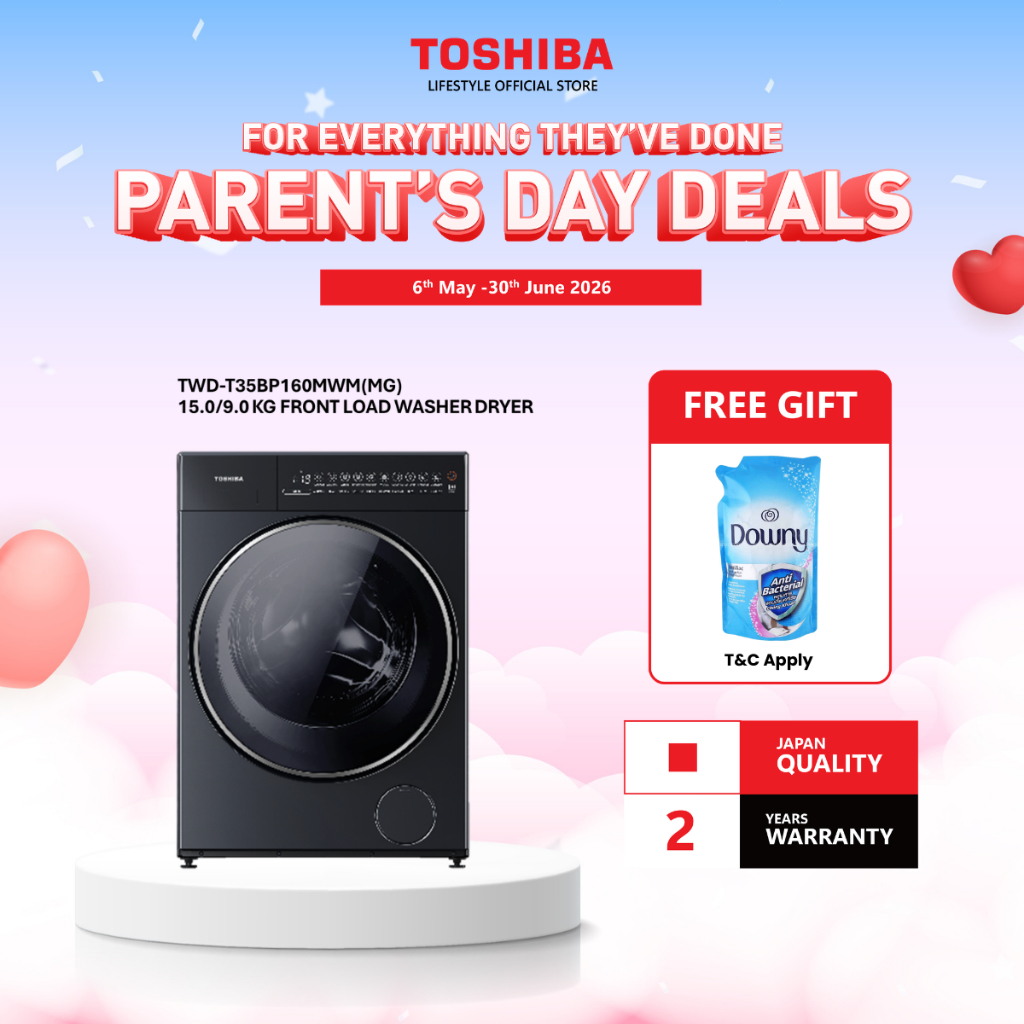 Toshiba TWD-T35BP160MWM(MG) 15.0/9.0 KG Front Load Washer Dryer Washing Machine Washer / Mesin Basuh / 洗衣机