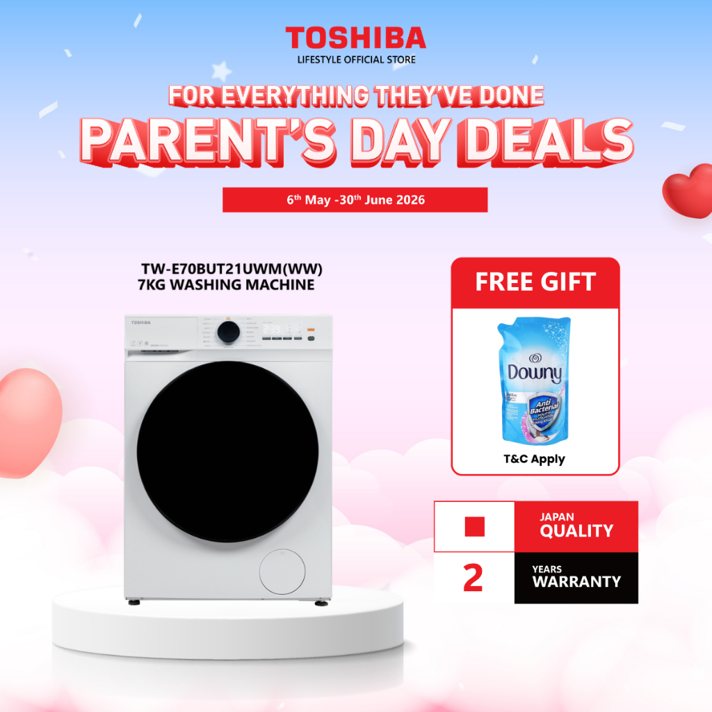 Toshiba TW-E70BUT21UWM(WW) 7.0KG Front Load Inverter Washing Machine/Mesin Basuh / 洗衣机