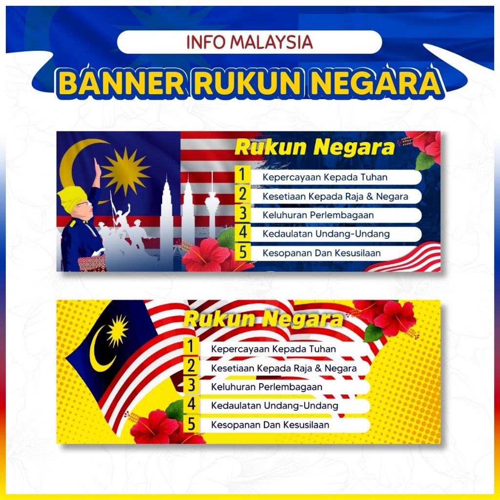 Banner PRINSIP RUKUN NEGARA MALAYSIA - Hari Sambutan Merdeka / Hiasan ...